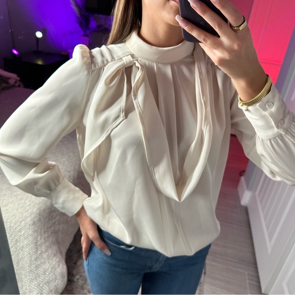 Two for one black and beige long sleeve blouses Size S - Picture 12 of 16